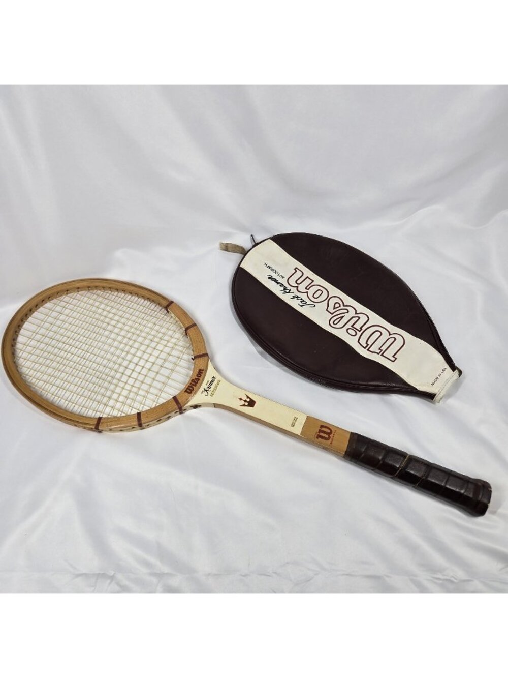 Vintage Wilson Jack Kramer Autograph Wood Tennis Racquet 4 1/2 w/ Cover USA
